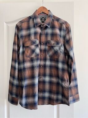 Point Zero Men's Plaid Shirt in Gray and Brown